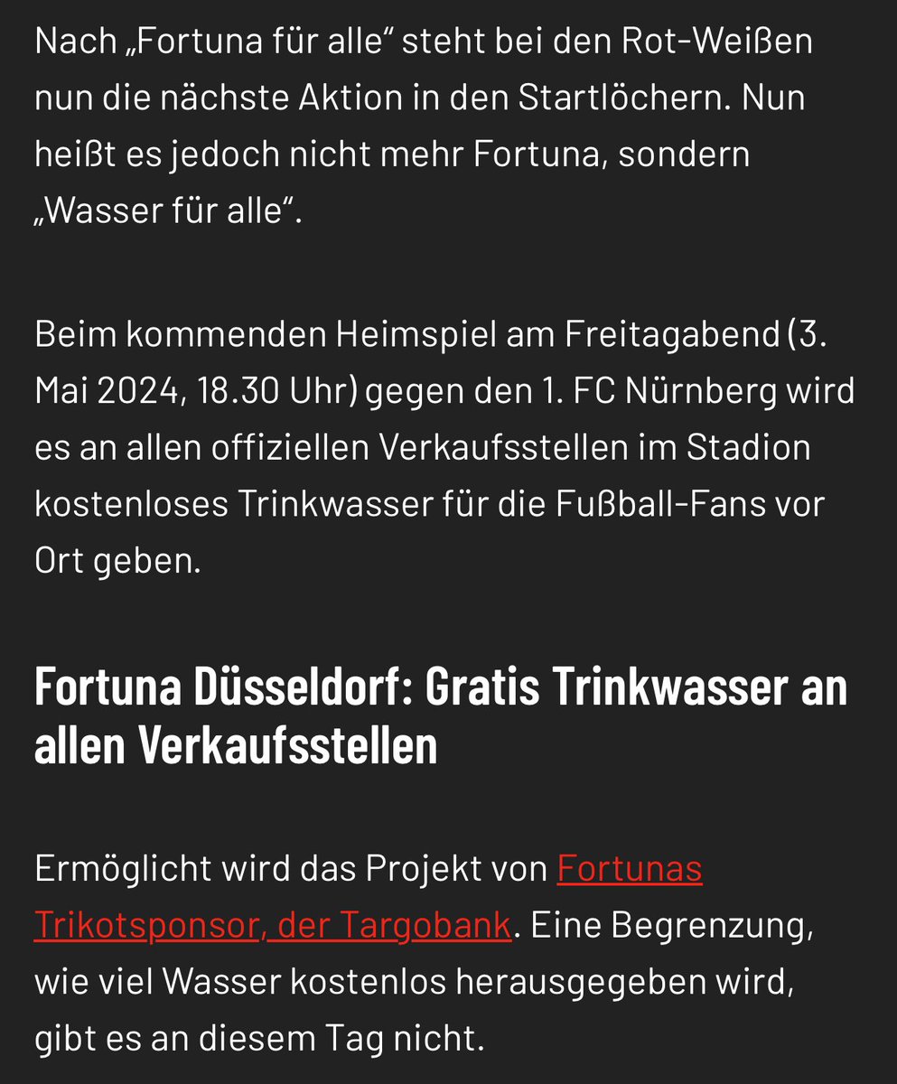 Der Smallclub aus Düsseldorf verschenkt jetzt nicht nur Tickets, sondern auch Wasser! #F95