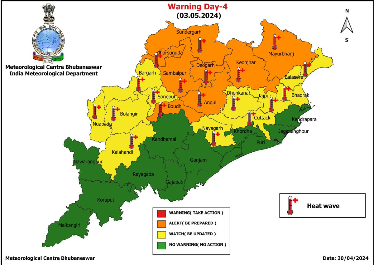 #HeatWave Warning for Day-1 to Day-5:-