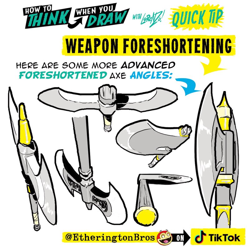 BLADE FORESHORTENING! PLUS … I’ve just posted a tutorial on FABRIC CREASES over on TIKTOK ( handle: EtheringtonBros ) - hope it’s useful! 
Lorenzo!
#anime #manga #comicart #conceptart #gamedev #animationdev #gameart #tutorial #illustration #art #drawing #characterdesign #visdev