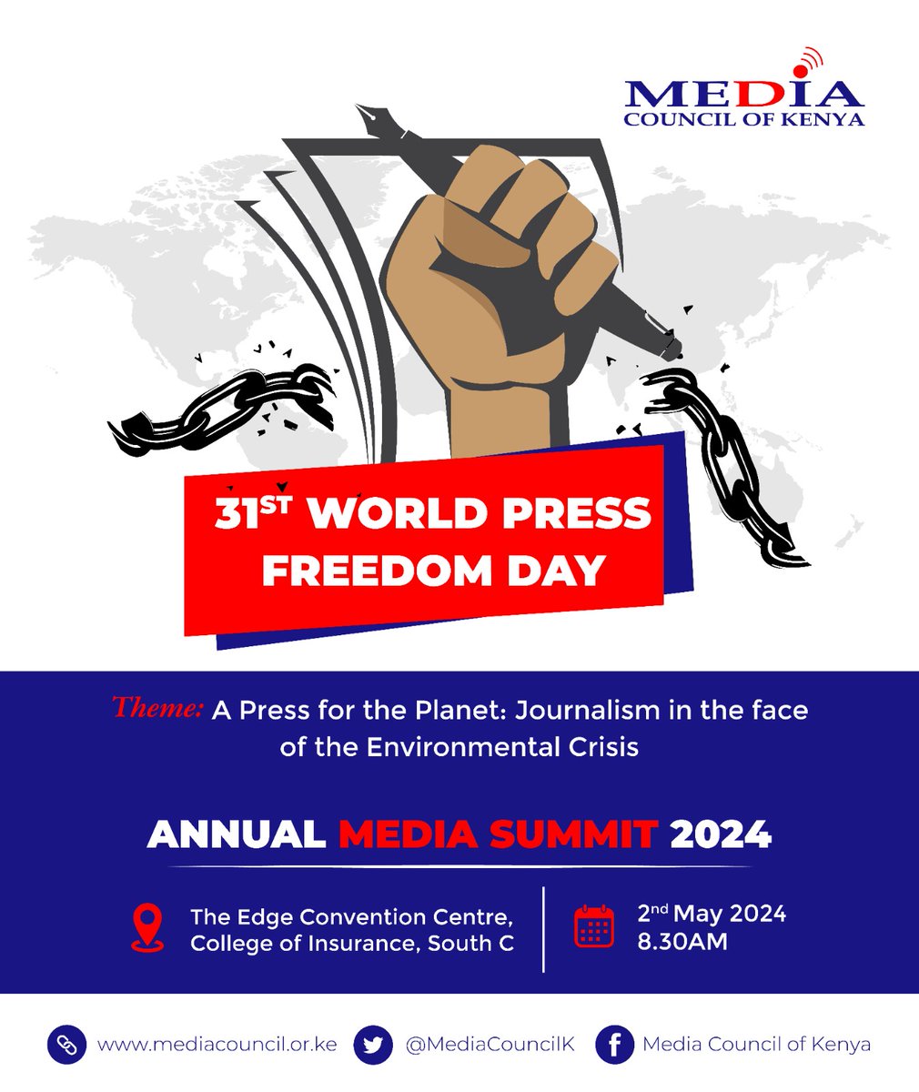 We're delighted to announce our collaboration this year's World Press Freedom Day and an honor to have our esteemed @Kevinmabonga1 participate as a panelist. Theme: A Press for the Planet. #WorldPressFreedomDay #WPFD2024 #PressFreedom