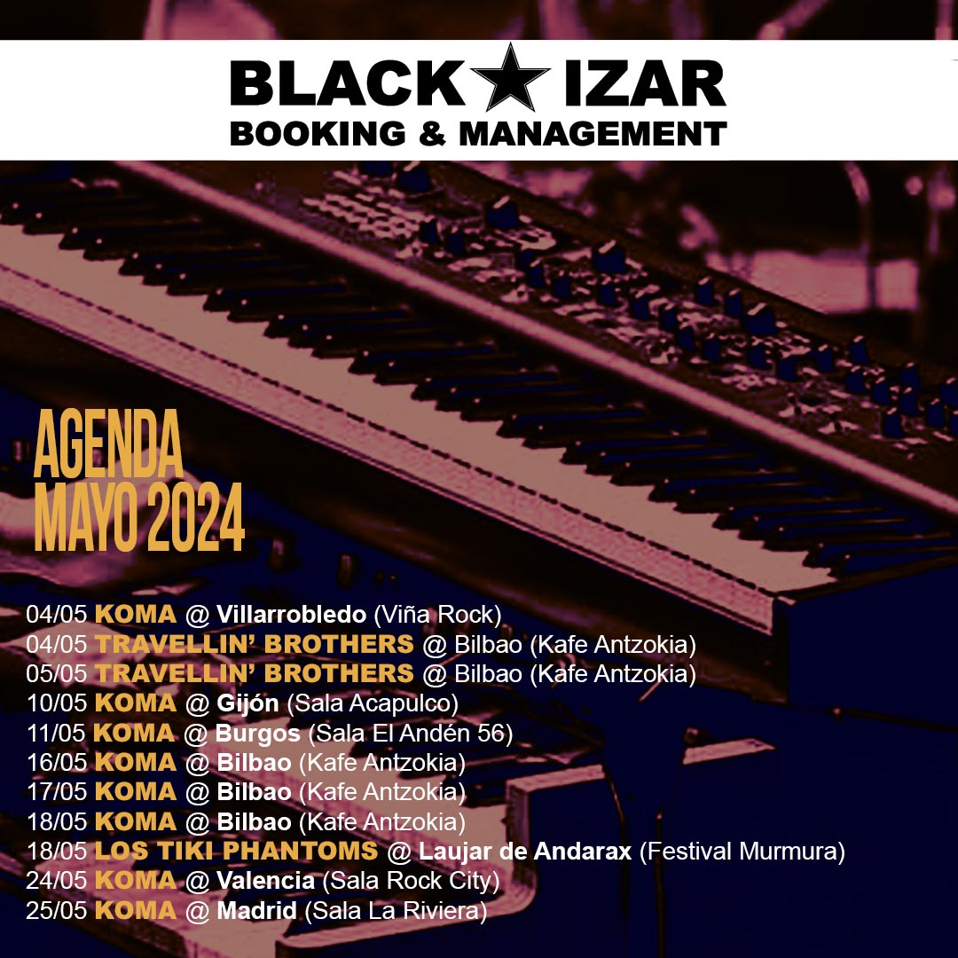 Agenda para este mes de mayo

<a href="/komabanda/">komabanda</a> <a href="/travellinbross/">Travellin' Brothers</a> <a href="/LosTikiPhantoms/">Los Tiki Phantoms</a> 
<a href="/VinaRockOficial/">ViñaRock</a> <a href="/kafeantzokia/">Kafe Antzokia</a> <a href="/SalaAnden56/">Sala Andén 56</a> <a href="/murmurafestival/">murmurafestival</a> <a href="/salarockcity/">Sala Rock City</a>