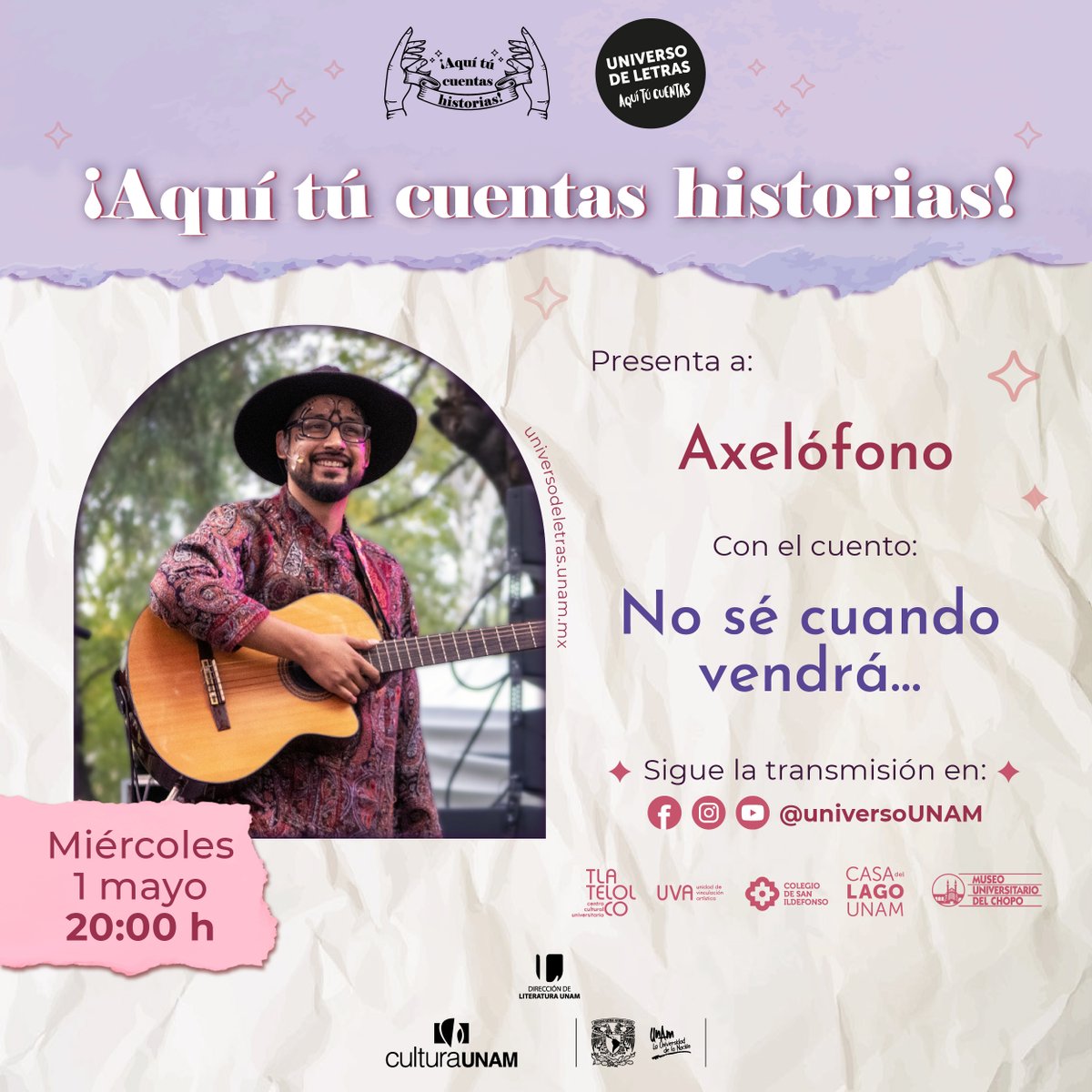 Esta semana tenemos nuevas historias para ti con dos narradores: Axelófono y Luis Javier Morales. #AquíTúCuentasHistorias