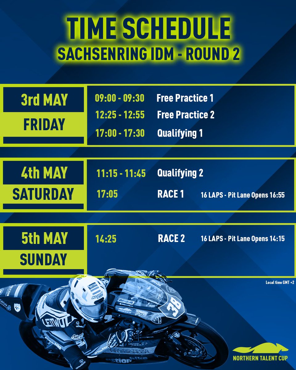Sachsenring awaits! 🇩🇪 Have a look at the time schedule for #NTC's Round 2 📅 #RoadToMotoGP🏁