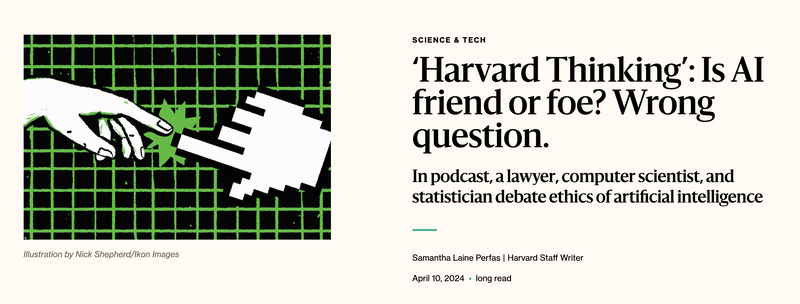 Harvard experts such as Sheila Jasanoff stress that we need to think more deeply about the risks and benefits of #AI. Martin Wattenberg adds that AI surprises us - it’s not just about science, but also creativity and humour. Thoughts on this?