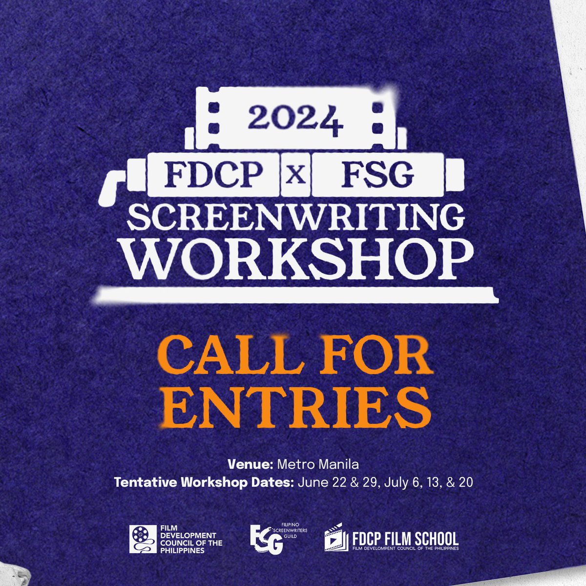 A FREE SCREENWRITING WORKSHOP FOR ASPIRING FILIPINO WRITERS!✒️📜 The Film Development Council of the Philippines (FDCP) is partnering with the Filipino Screenwriters Guild (FSG) to conduct a FREE screenwriting workshop series tailored for Filipino writers.