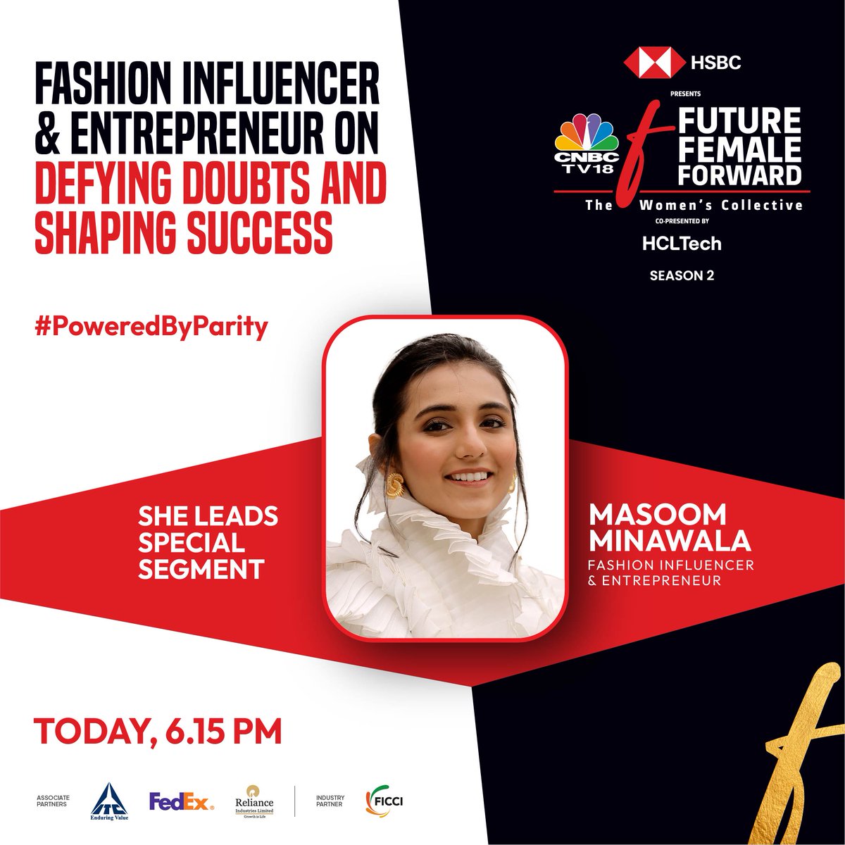 Catch an exclusive conversation with Fashion Influencer & Entrepreneur Masoom Minawala on CNBC-TV18's Future. Female. Forward - The Women's Collective, today at 6.15 PM  

@Zenia171996 @MasoomMinawala @ITCCorpCom @FedExIndia @ficci_india 
#FutureFemaleForward #Season2…