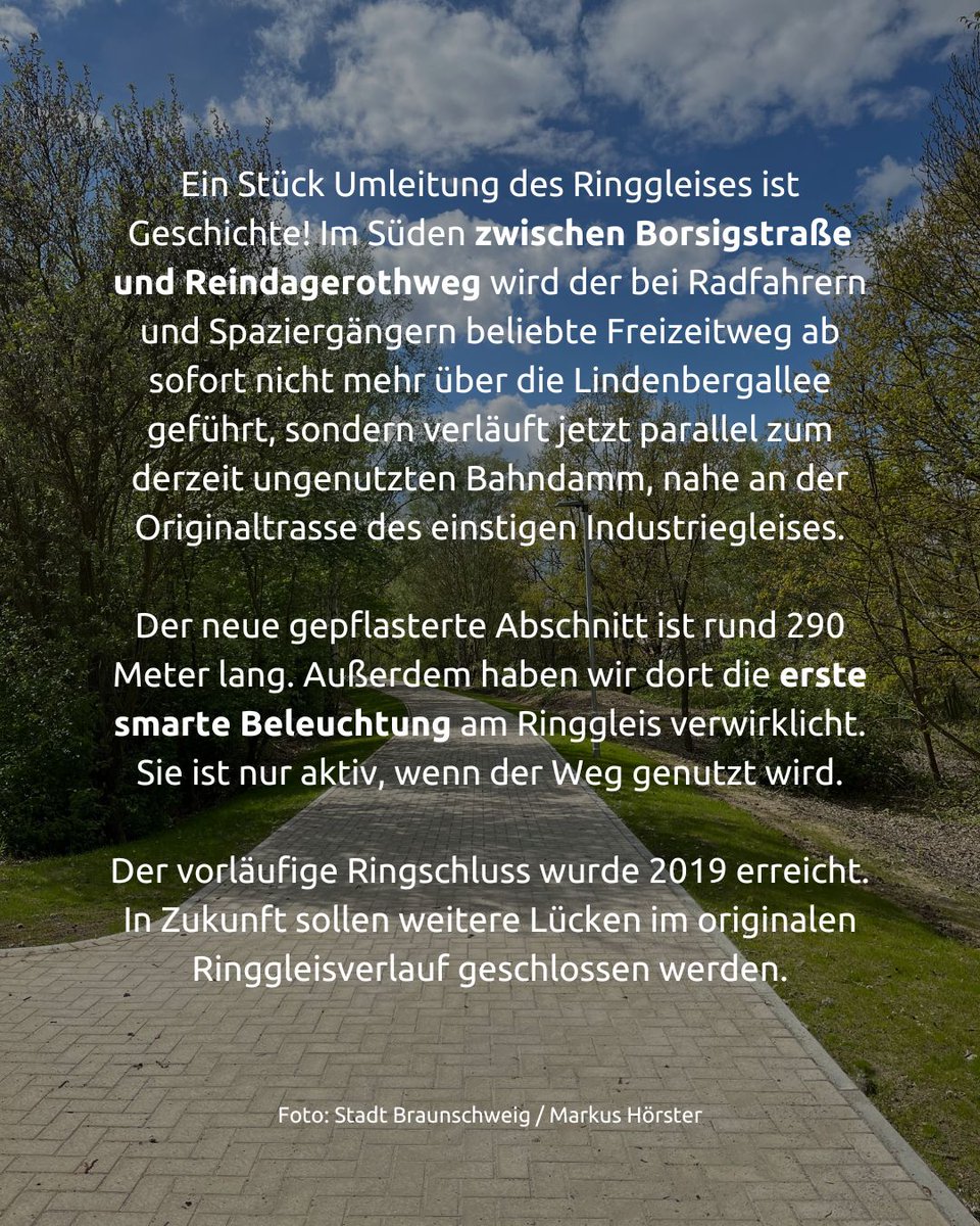 Neuer Abschnitt: Im Süden zwischen Borsigstraße und Reindagerothweg wird der bei Radfahrern und Spaziergängern beliebte Freizeitweg 'Ringgleis' ab sofort nicht mehr über die Lindenbergallee geführt, sondern verläuft jetzt parallel zum derzeit ungenutzten Bahndamm. 🚴‍♀️🚶