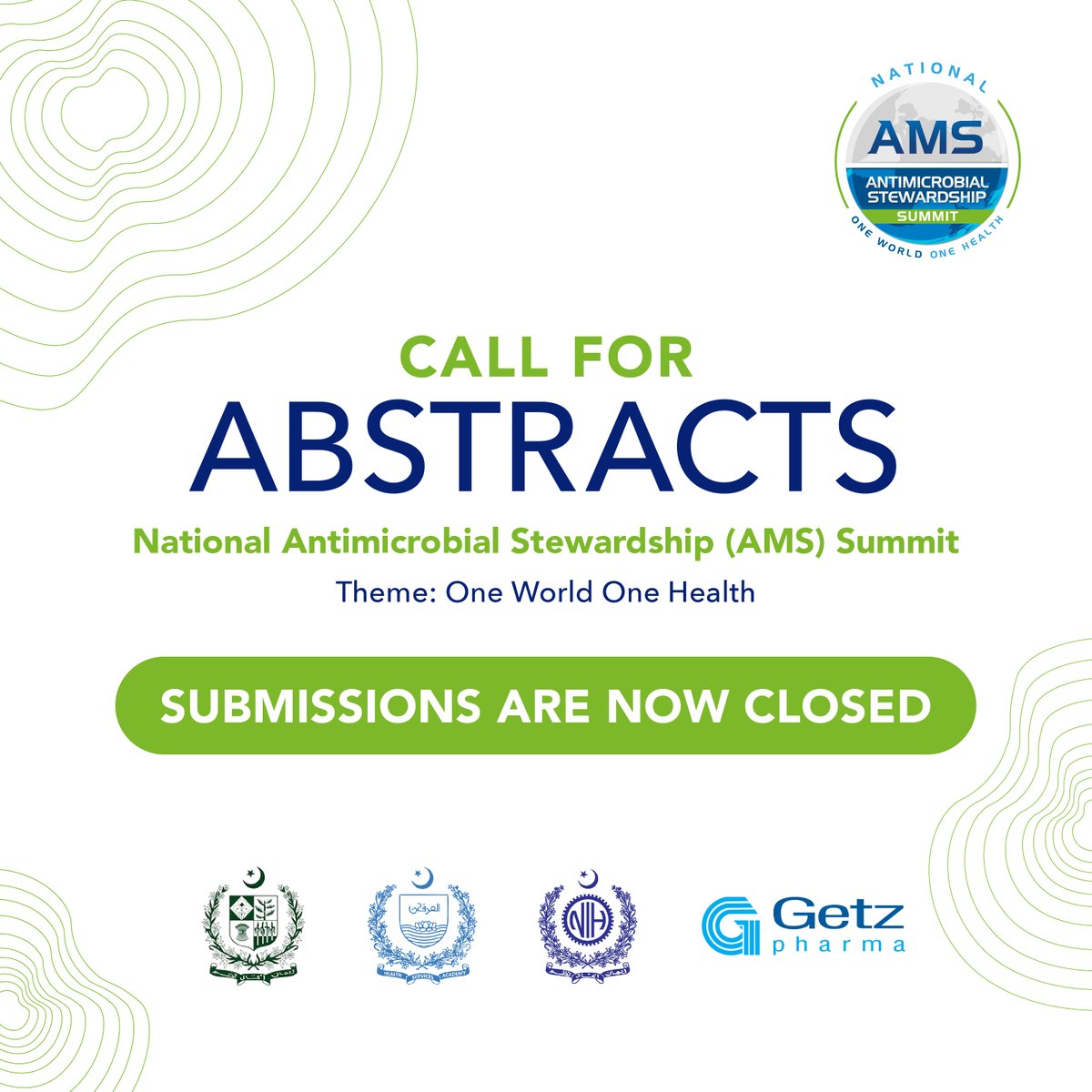 Abstract submissions are now officially closed!
Thank you for submitting your abstracts. We are grateful for the overwhelming responses. Stay tuned for more updates!

#GetzPharma #NationalDialogueOnAMS #OneWorldOneHealth #CallForAbstracts