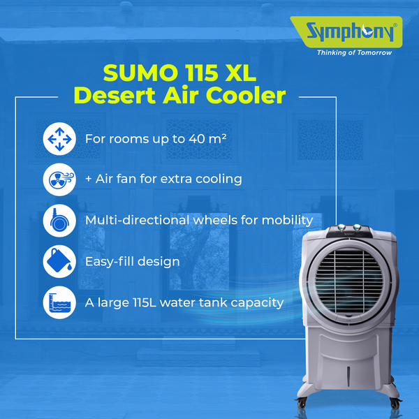 Hot town, cool solution! Our SUMO 115 XL Desert Air Cooler keeps the heat at bay. To buy yours, click the link in the bio. #SymphonyLimited #SymphonyAirCoolers #AirCooler #DessertAirCooler #Sumo115XL #Jaisalmer #CoolestSolution