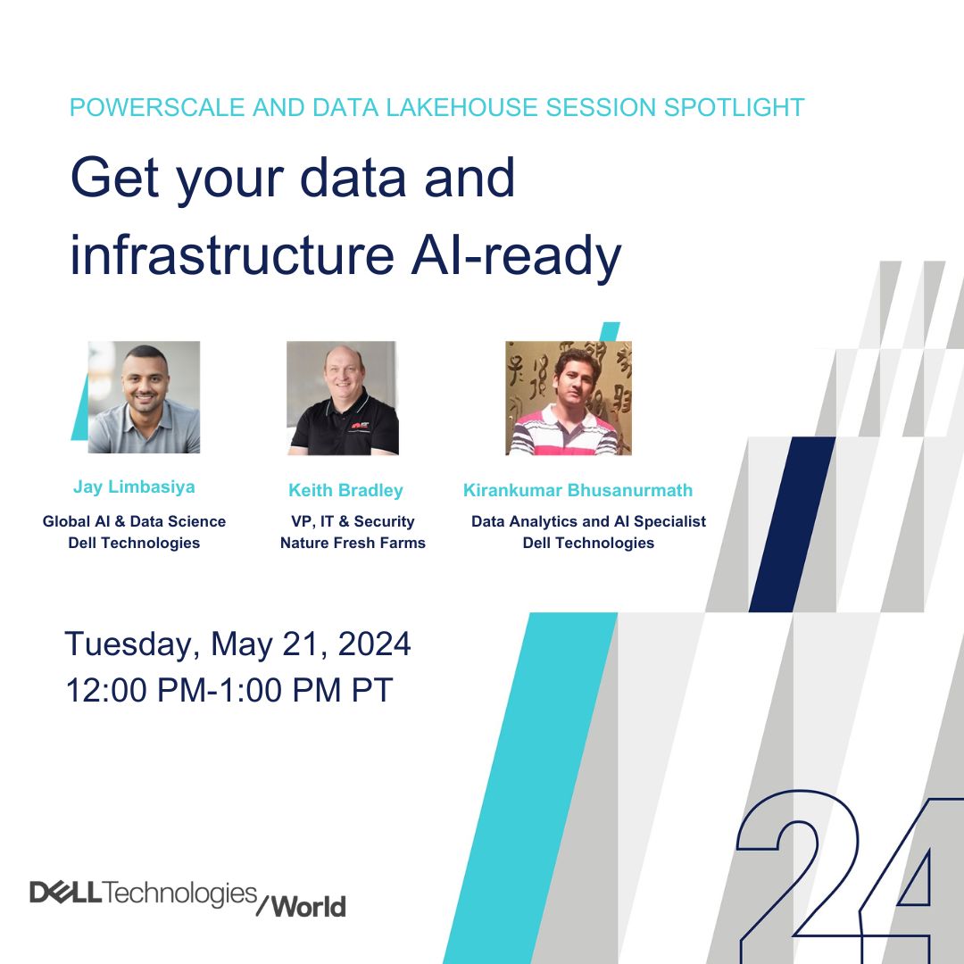 Who's ready for #DellTechWorld ⁉️ 

Join us as Keith Bradley, VP of #IT & Security at Nature Fresh Farms 🍅 discusses how our solutions have been critical for crop optimization & more 🌱. Register today! dell.to/4aML40p

#PowerScale #DataLakehouse #Iwork4Dell #iwork4dell