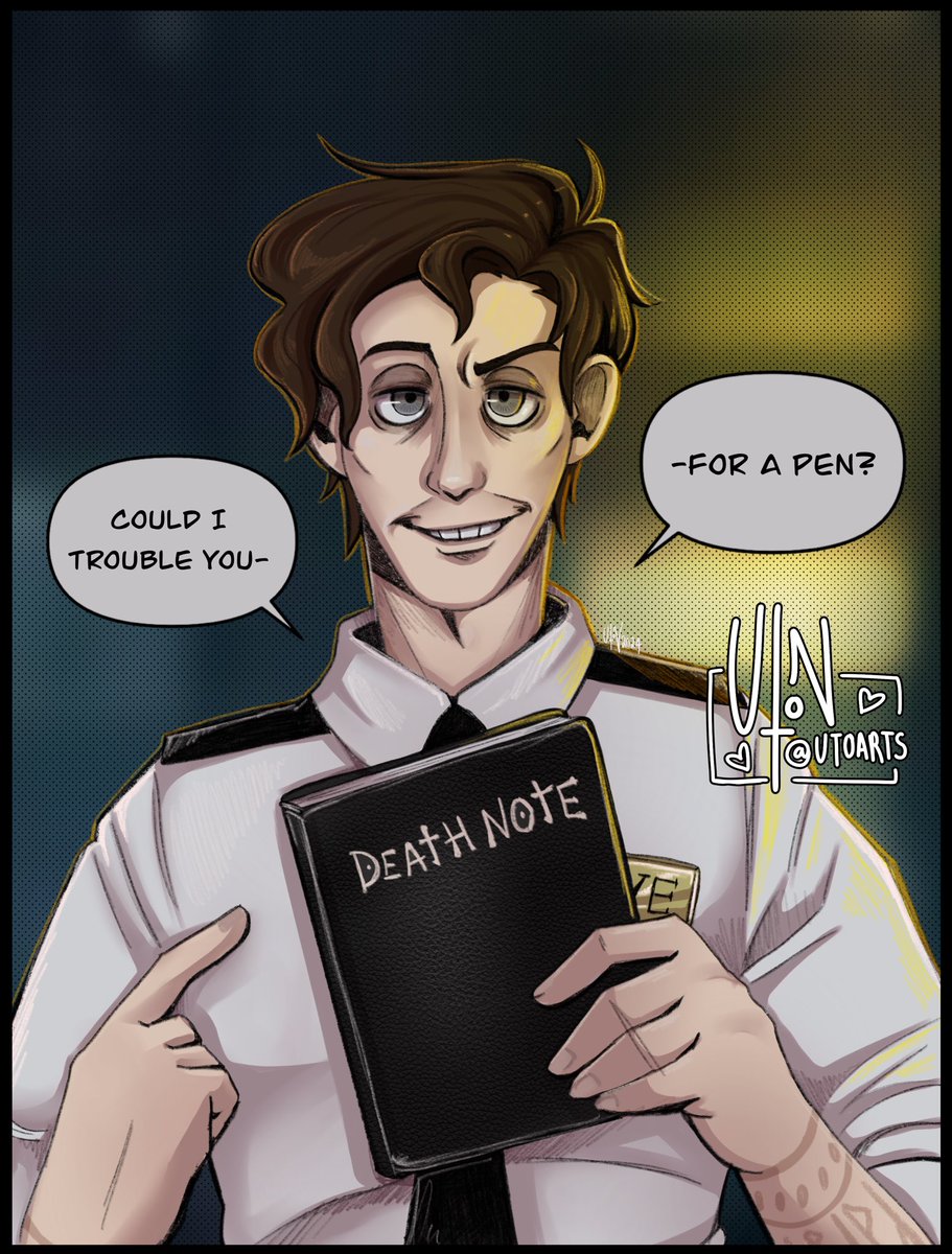 I got into death note— and I feel like William would wreak havoc if he ever got his hands on that sinister notebook. 

#fnaf #fivenightsatfreddys #fnaffanart #williamafton #davemiller #purpleguy #aftonfamily #thesilvereyes #deathnote