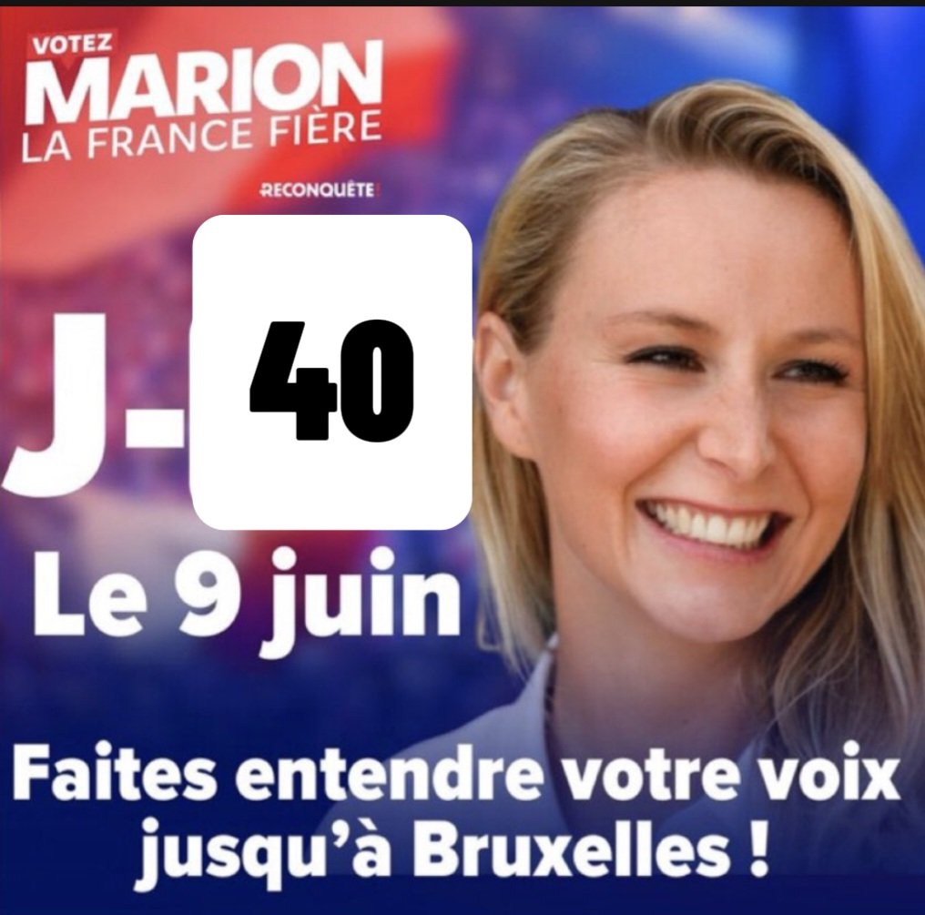 J-40 avant de faire entendre notre voix 

📍Je vote @MarionMarechal 

📍Je vote #ECR (17 nationalités ,4 partis de gouvernement)

📍Je vote pour le seul groupe qui peut faire basculer la majorité au PE à droite 

📍Je vote pour une Europe des nations
#VotezMarion
#LaFranceFière