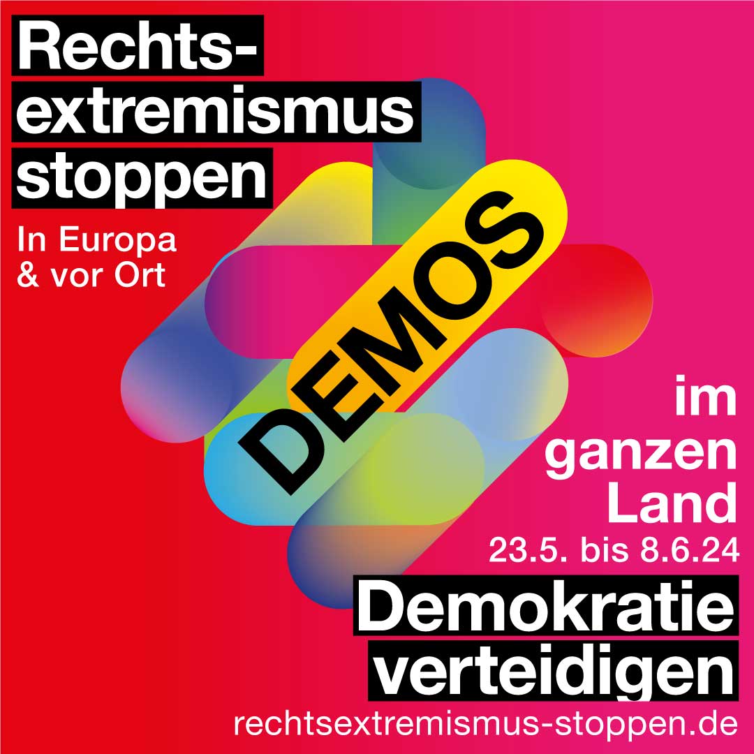 ✖️#Rechtsruck stoppen: Am 9. Juni ist #Europawahl! Wir sind Teil des Demo-Bündnisses Rechtsextremismus Stoppen und werden mit anderen starken Partnern und mit dir auf Demonstrationen und an der Wahlurne die Demokratie verteidigen! rechtsextremismus-stoppen.de