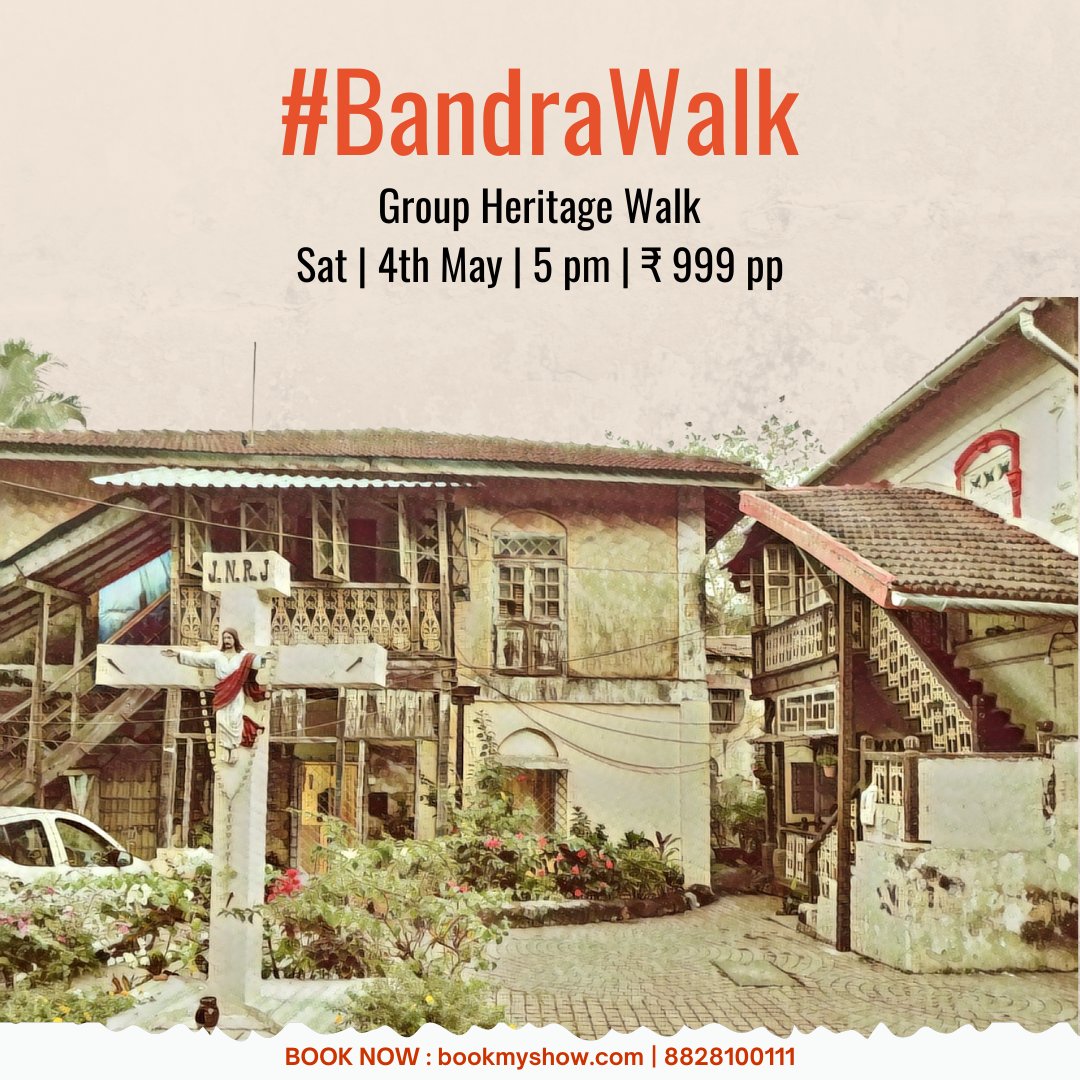 Explore the Portuguese heritage that still continues to live in Bandra’s churches, villages and communities, only on our #BandraWalk.

📍Sat | 4th May | 5 PM | ₹999 pp

➡️Book now at: in.bookmyshow.com/activities/kha…

#Bandra #BandraTours #BandraBuzz #Things2DoInMumbai #KhakiTours…