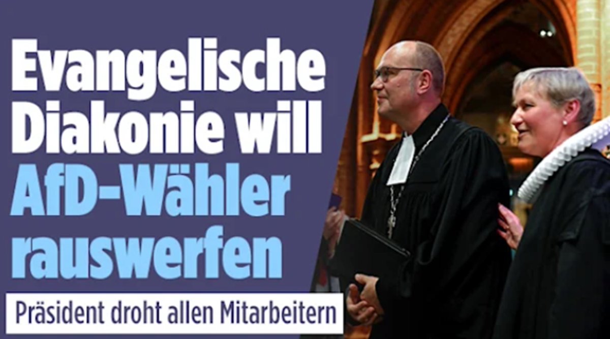 Nein, liebe evangelische Diakonie, so geht es nicht. Wer sich öffentlich hinstellt & sagt, man werde Mitarbeiterinnen & Mitarbeiter rauswerfen, wenn sie die #AfD @AfD in #Deutschland unterstützen, hat den Boden der #Demokratie verlassen. 

630k Menschen arbeiten hauptamtlich für…