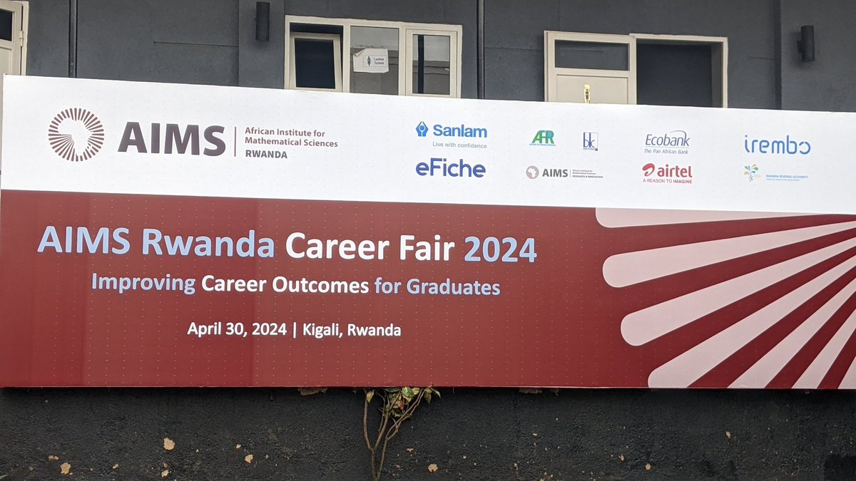 Excited to participate in the AIMS Rwanda Career Fair 2024 alongside market titans in different sectors. @BankofKigali @rrainfo @EcobankRW @IremboGov @SanlamRwanda @airtelrw