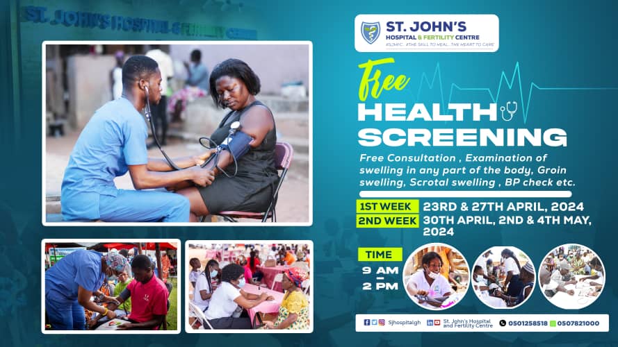 '📢 Don't miss out on our ongoing free health screening at St. John's Hospital and Fertility Centre! Take charge of your health today.'
#the_skill_to_heal_the_heart_to_care 
 #HealthScreening 
#StJohnsHospital 
#FreeHealthcare