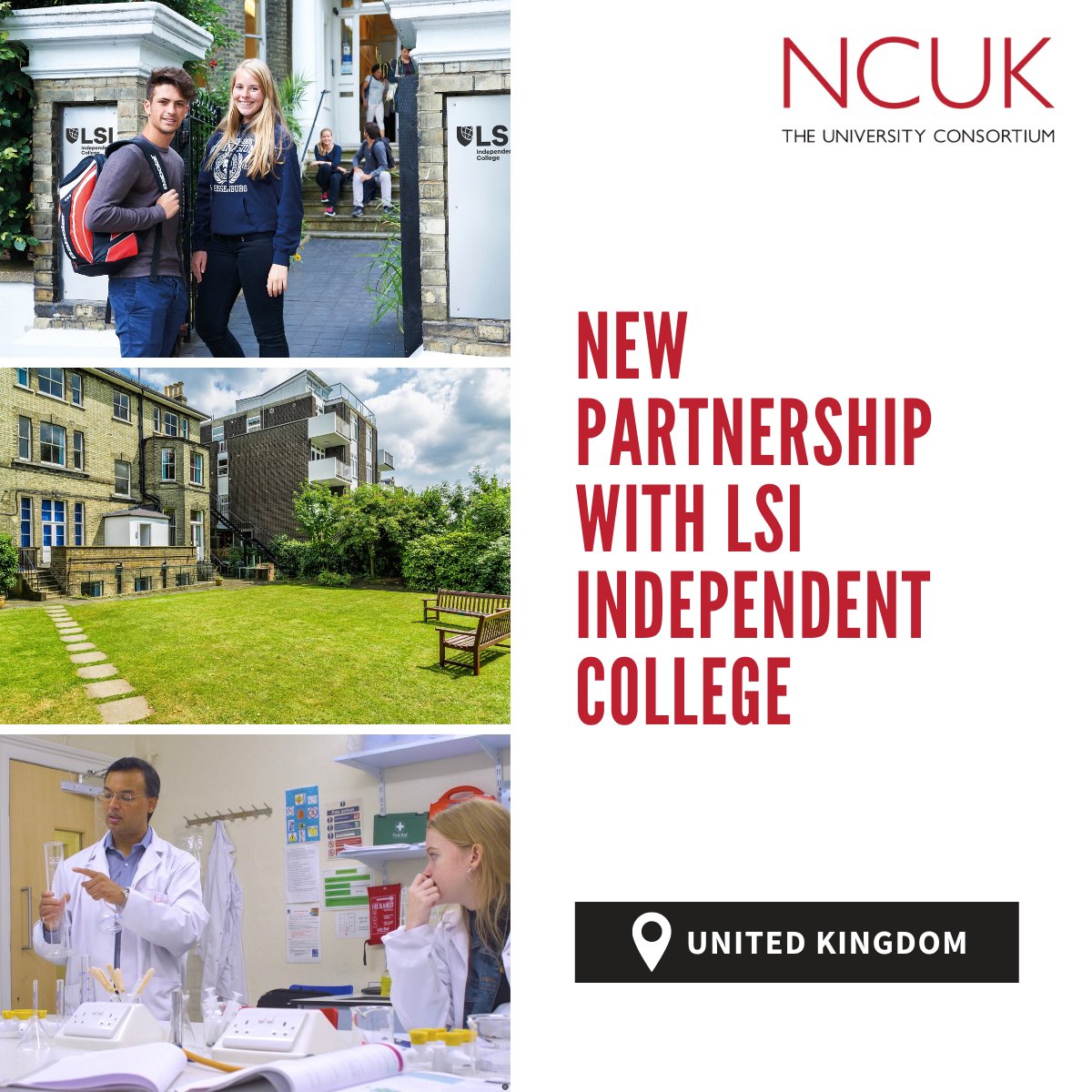 We are pleased to announce that NCUK has partnered with @collegelsi, located in London!

Read more about this new partnership by clicking the link below:

pulse.ly/ktowkfrhfa

#NCUK #UK #WeAreInternational #NewPartnership #intled