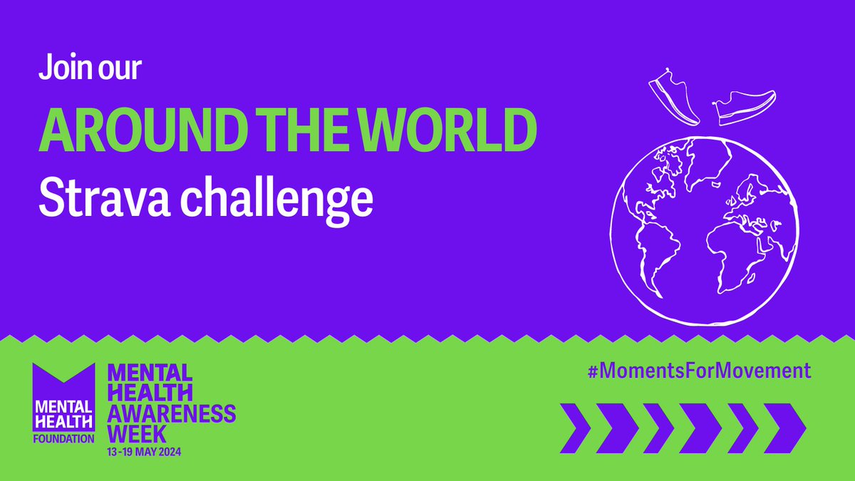 Follow us on Strava to join our Around the World Challenge this May, and rack up those miles for mental health awareness! 💜 Lace up, pedal, or hike – every step counts! Where will your journey lead? Join today and let's go the extra mile! bit.ly/4buZAtR