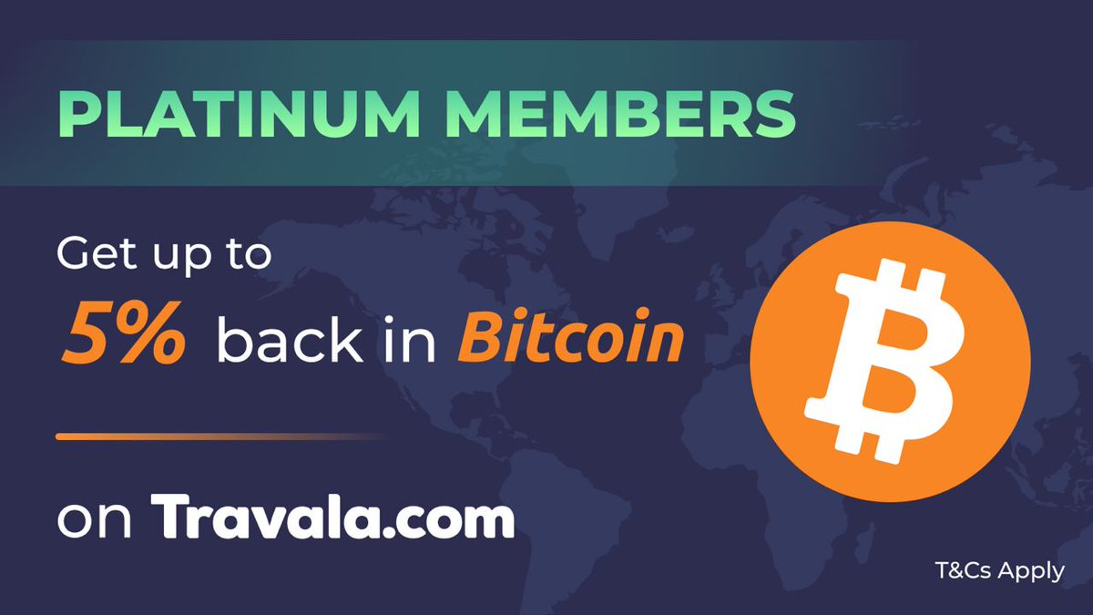 Thinking about maximising your travel rewards? 😏 Travala is the first travel agency to offer Bitcoin rewards for bookings! Now, Platinum members can get up to 5% back in $BTC 🌟 Get #crypto rewards for exploring the world! Activate or upgrade your membership today! ✈️