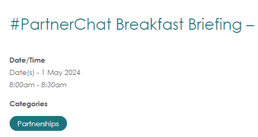 Tune in to the latest #PartnerChat Breakfast Briefing, which will explore Funding for Partnerships with guest expert Louise Bennett from the IDPE. Wednesday 1 May, 8:00am - 8:30am Register for free here: bit.ly/3UAJau4