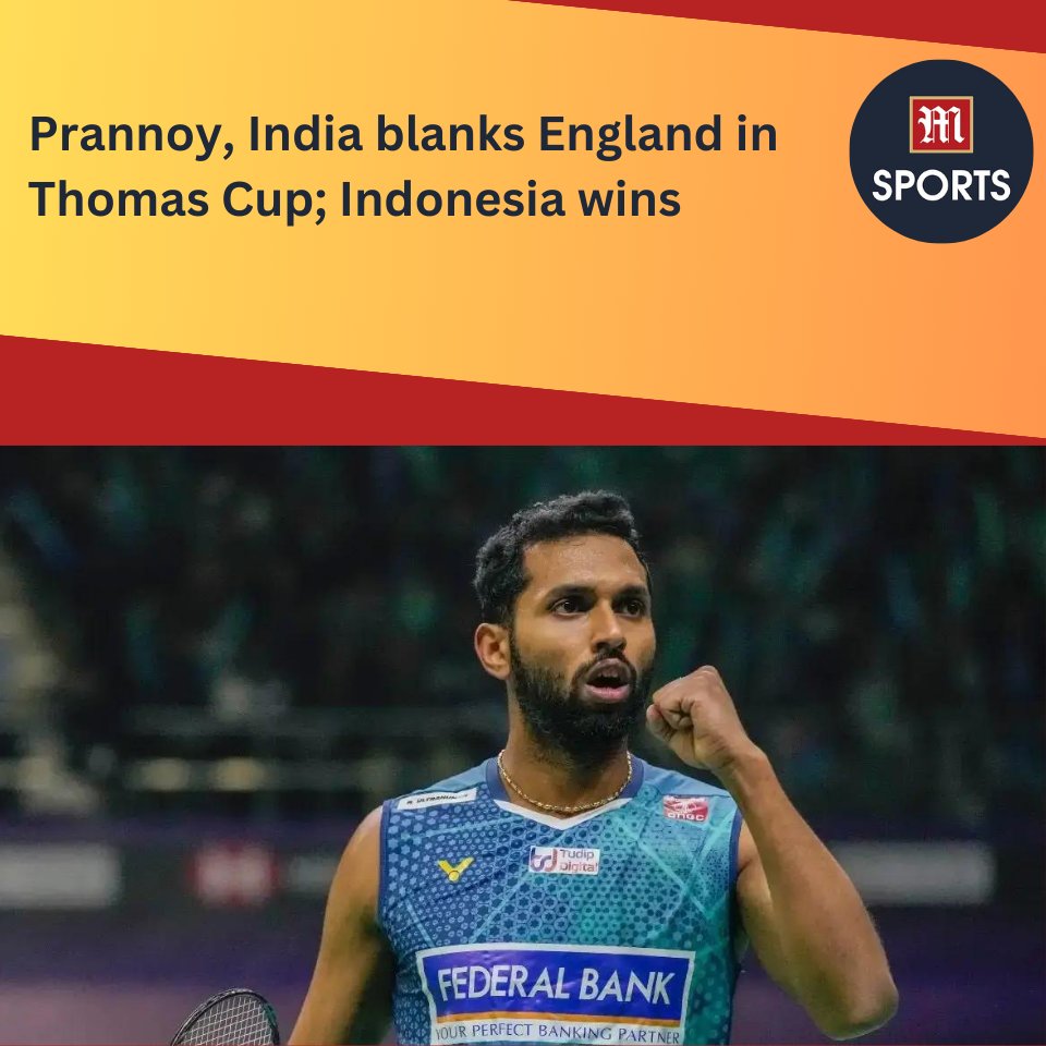 Will #Prannoy sustin his hot run in #Chengdu2024?🏸

#HSPrannoy led the way as he helped India blank England to reach the #ThomasCup2024 quarterfinals whole Indonesia dumped Thailand on Monday. #TotalEnergiesBadminton #badminton #badmintonnews