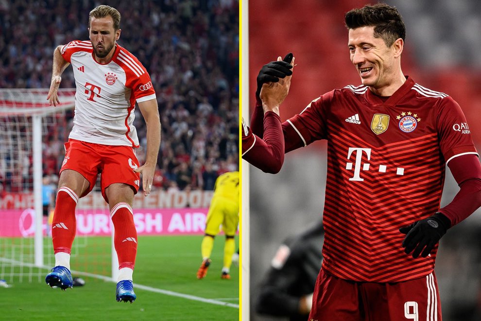 Robert Lewandowski on Harry Kane getting closer to his record🗣: “First of all, what Harry achieved in his first season at Bayern is amazing. Nobody could have expected this. As for the record, it will be tight. He has to score 6 goals in 3 games, it will be difficult.”