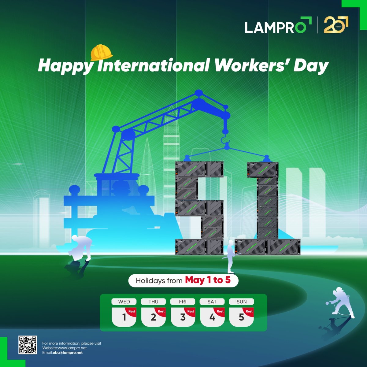 Let's celebrate the dedication & contribution of workers in every industry. #LAMPRO would like to thank you all for working hand in hand with us to complete brilliant projects globally. #HappyLaborDay! May your efforts lead to greater success and fulfillment! #LED #leddisplays