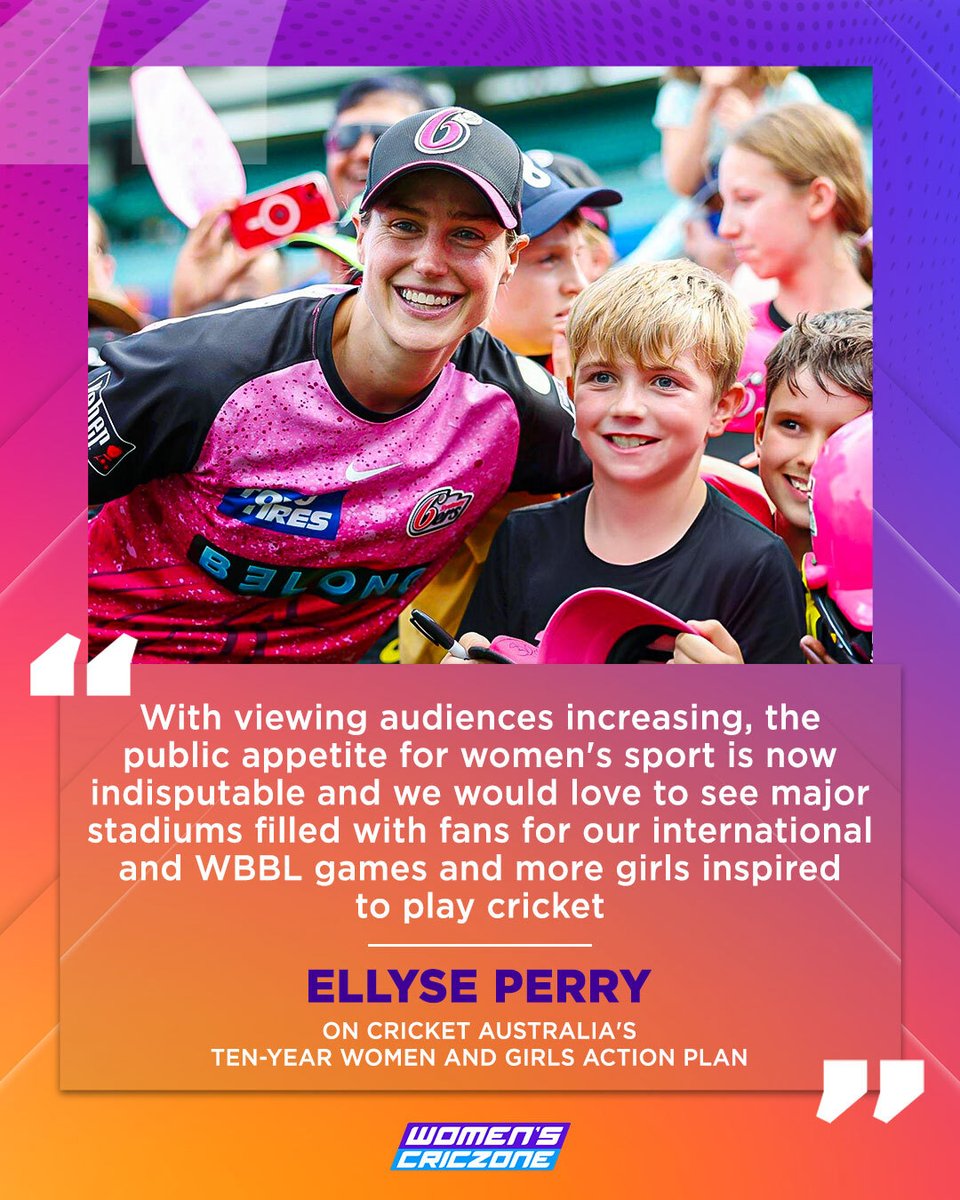 'Public appetite for women's sport is now indisputable,' says Ellyse Perry on the growing women's game of cricket. 

#CricketTwitter