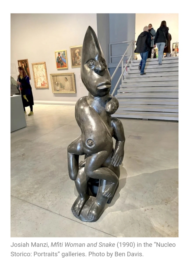 🎨 Thrilled to see 🇿🇼 artists shine at the @la_Biennale main exhibition curated by #AdrianoPedrosa Highlighting Josiah Manzi's 'Mfiti Woman and Snake' (1990) showcased in the 'Nucleo Storico: Portraits' galleries.🇮🇹 #BiennaleArte2024 📸: Ben Davis 👉news.artnet.com/art-world/veni…