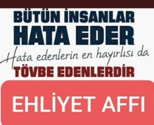 @KverSemih Hatamızı anladık pişmanız ölümlü kazaya karışmamış insanlar için ülkücüler için 1 deda ehliyet affı ölmek istemiyorum reisim🇹🇷🤘🇹🇷 #EhliyetAffı 😭