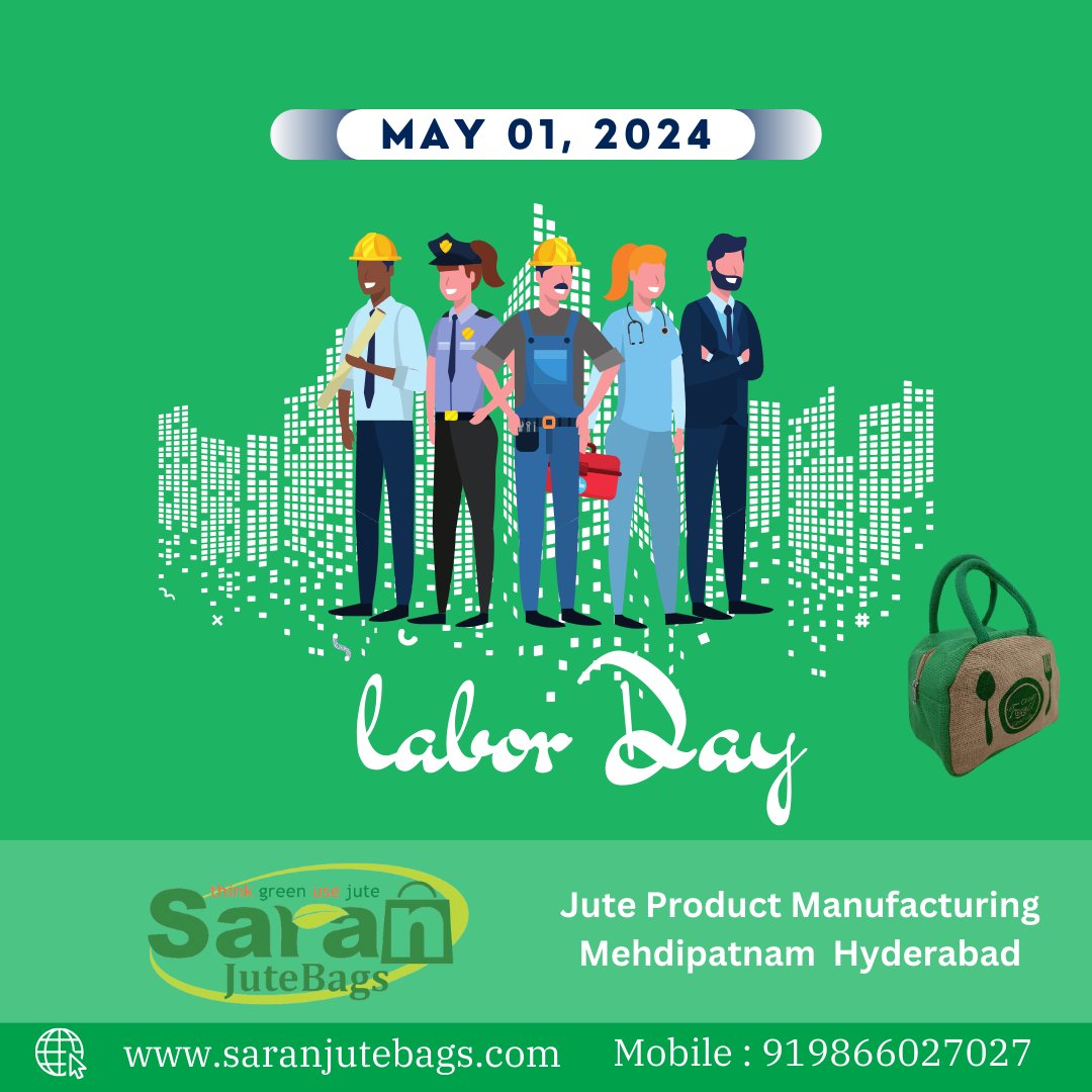 Celebrate Labor Day with Saran Jute Bags Hyderabad! 🛍️💼 #SaranJuteBags
#EcoFriendly #LaborDay
#LaborDaySale
#LaborDayWeekend
#SustainableLiving
#GreenFashion
#JuteBags
#CanvasBags
#CottonBags
#Promotion
#Discount
#ShopLocal
#SupportSmallBusiness
#WorkHard
#Celebrate