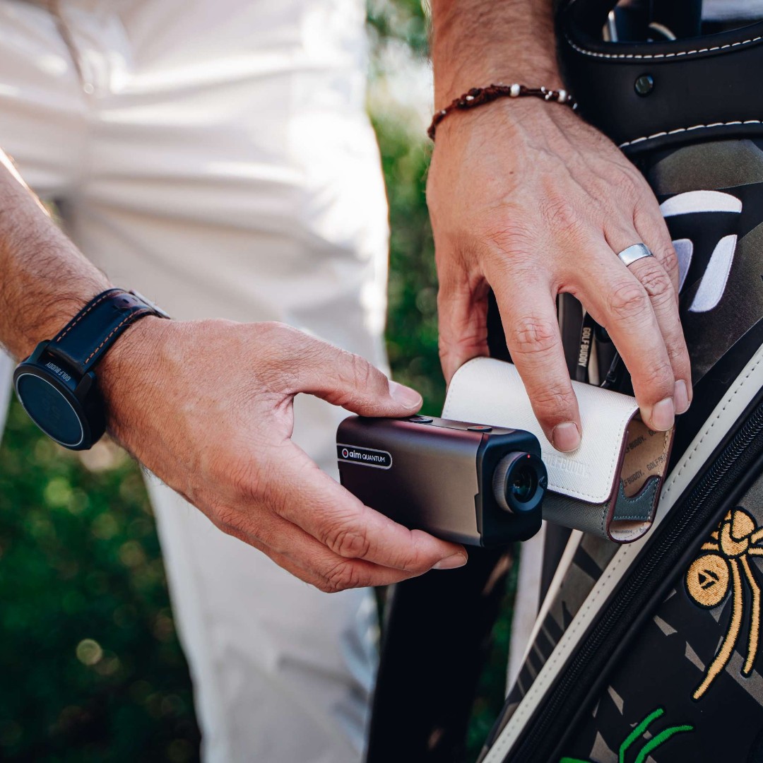 Stand out on the course with the GOLFBUDDY aim Quantum Rangefinder 😮‍💨

The luxurious, magnetic carry case adds a unique look to your golf bag 🏌️

A️vailable at golfbuddy.co.uk.

#golfbuddy #aimquantum #rangefinder #golf