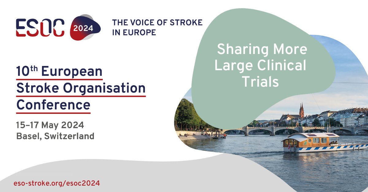 Exciting news: More Large Clinical Trials to be presented at #ESOC2024:
- ANNEXA-I
- TACTICS
- REMOTE-CAT
- RICH-2
- RECLAIM II
- CLEVER
- ACTISAVE
- INTERACT
- ANNEXA-I
- EMBOLISE
- SELECT2
- TENSION
- MR CLEAN No-IV
- TWIN2WIN

👉 ow.ly/50l750RqSpR

#stroke #stroketwitter