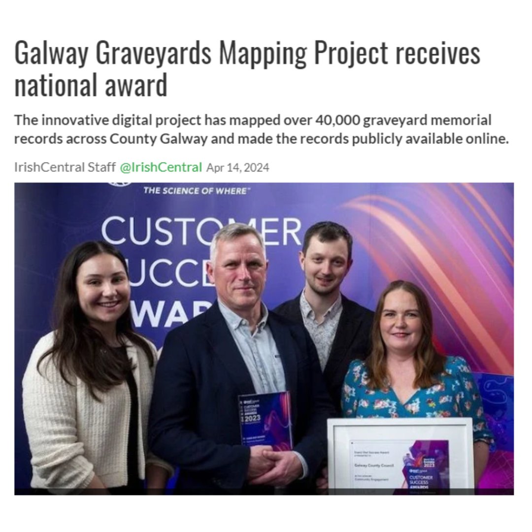 Congratulations to @GalwayCoCo who received excellent news coverage for their innovative digital project, mapping over 40,000 graveyard memorial records across County Galway. #CommunityEngagement #MakingaDifference #GIS #HeritageIreland @IrishCentral esri.social/Fyy050RqS2L