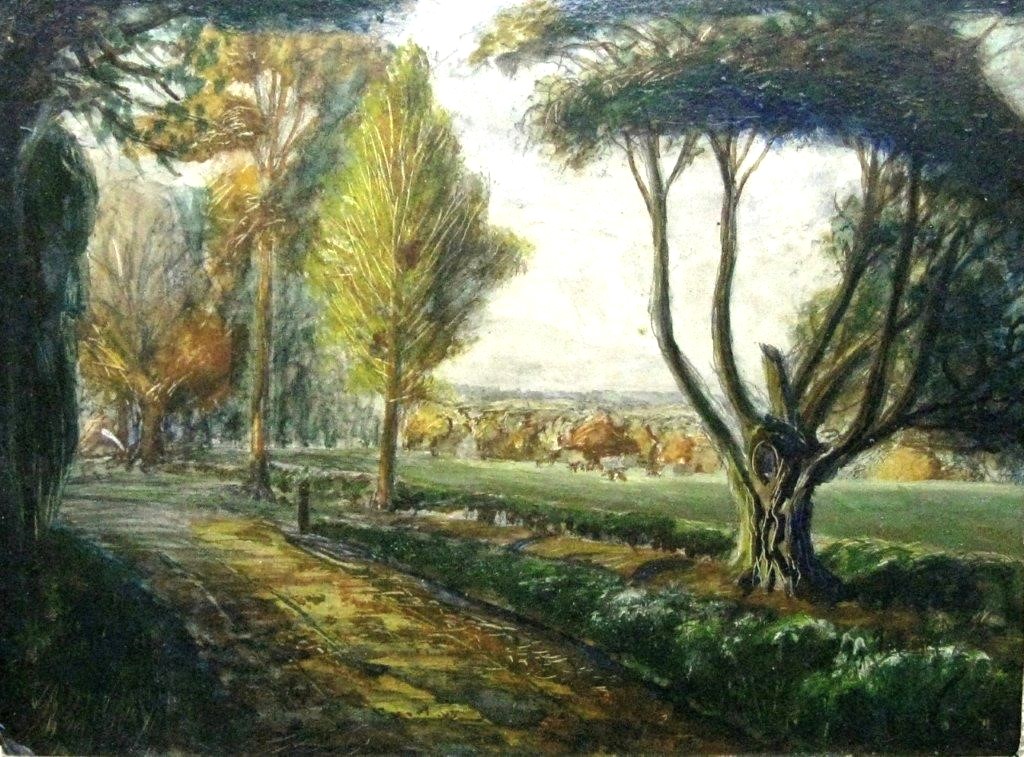 I thought I'd start today with (yet!) another one that I haven't shown for a long time. This is 'Essex Landscape' by W S Mummery from 1930. It featured in our show @BeecroftGallery from 11/09/21-03/04/22. It is though that this was a view near the Iron Age fort near Loughton.