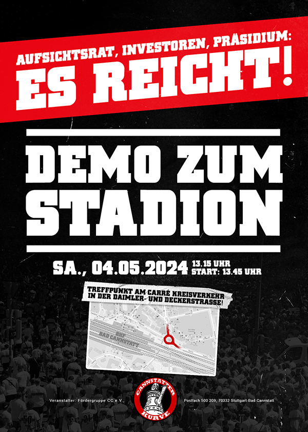 Es reicht! Demonstration zum Neckarstadion vor dem Bayern-Heimspiel! ➡️cc97.de/es-reicht-demo…

#VfBFCB #VfB