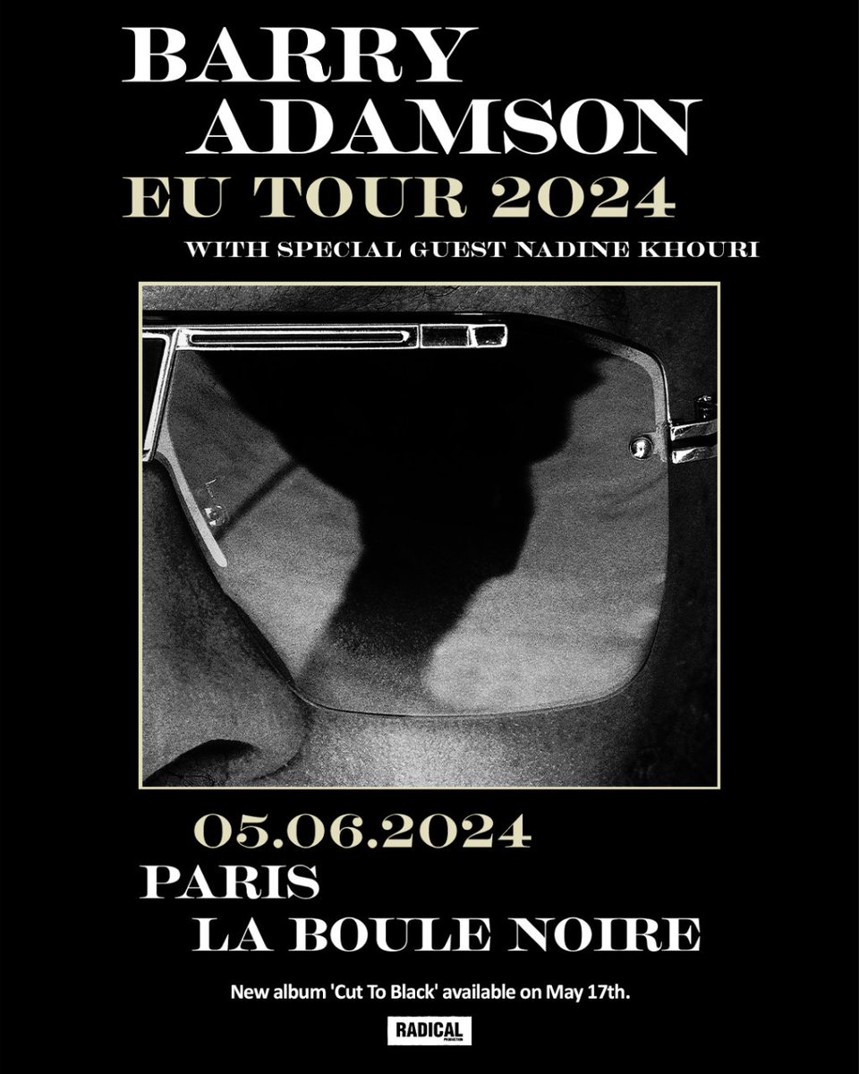 Nouvelle date : @nadine_khouri sur scène à @Laboulenoire (Paris) le 5 juin prochain ! Nadine rejoindra @AdamsonBarry sur plusieurs dates européennes dès ce mois de mai. Heureux de confirmer sa présence à La Boule Noire le 5 juin ! 🎟️ bit.ly/bmnkboulenoire