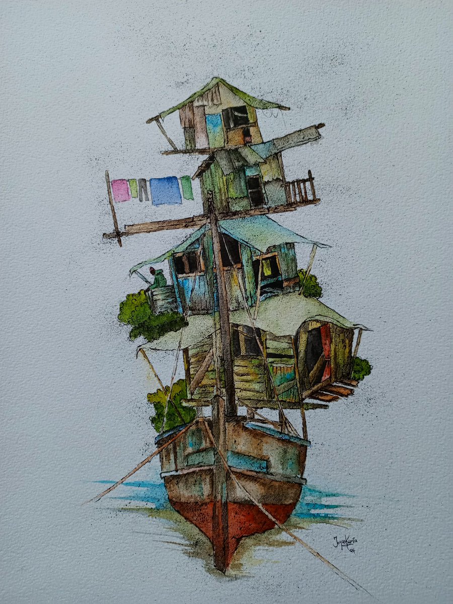 ⚓🏡
Watercolour and ink illustration. 
A3 size.