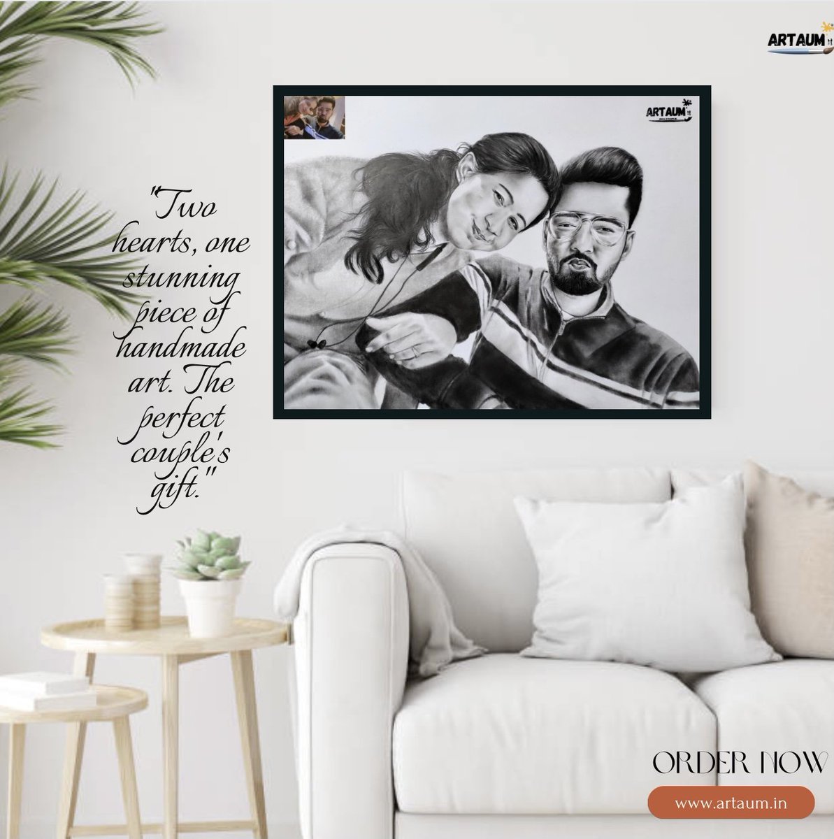 Two hearts, one stunning piece of handmade art. The perfect couple's gift. . . . #art #coupleart #couplesketch #portrait #bestgiftforcouple #artaum