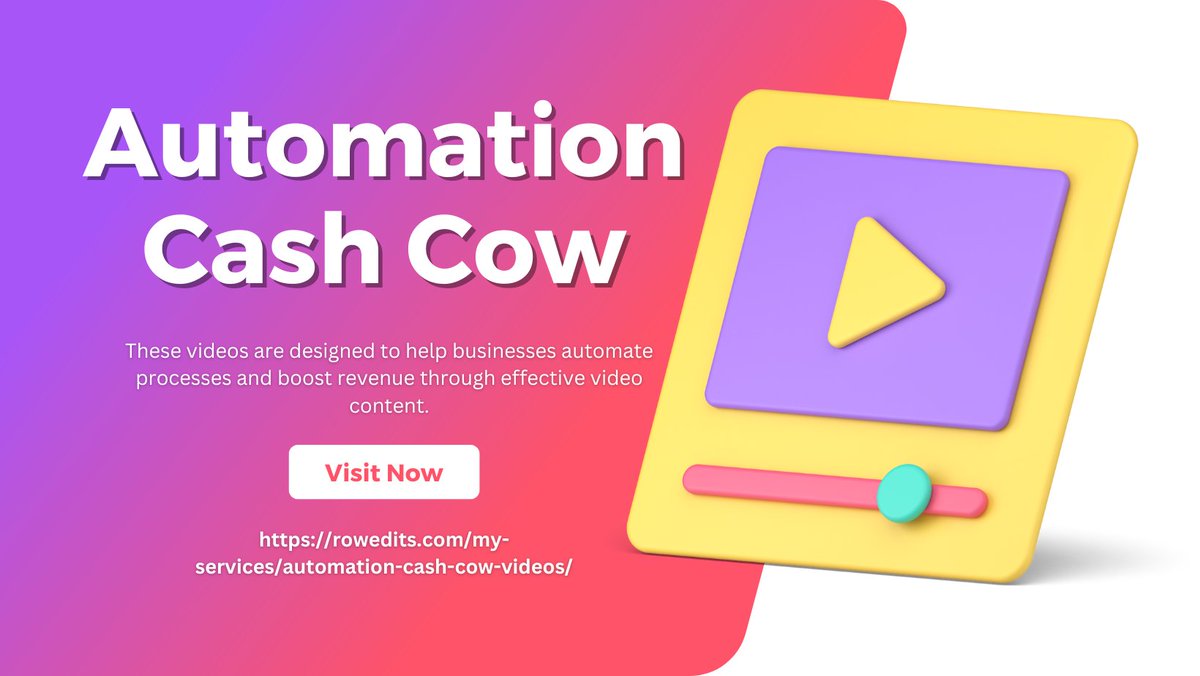 Automation Cash Cow Videos
Transform Your Content with Professional Video Editing Services 🎬✨'
#VideoEditing #ContentCreation #DigitalMarketing #VideoProduction #professionalservices
rowedits.com/my-services/au…