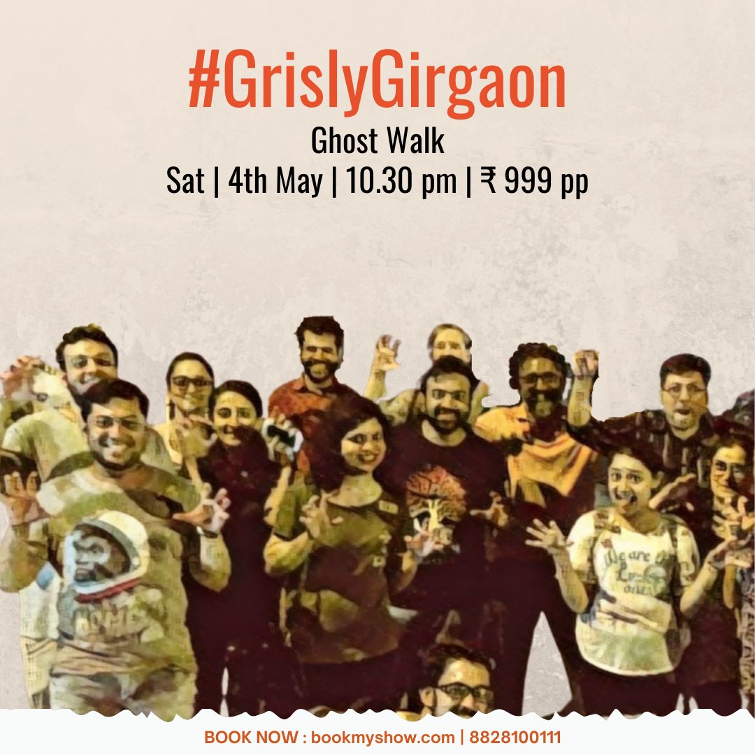 Join us on our #GrislyGirgaon walk at night to see how the dead & the living interact with each other.

📍Sat | 4th May | 10.30 PM | ₹999 pp

➡Book now at: in.bookmyshow.com/activities/gri… 

#GhostWalk #Girgaon #HauntedPlaces #Things2DoInMumbai #KhakiTours #ExploreMumbai #HeritageTours