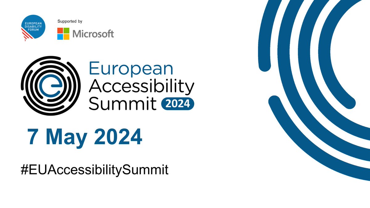 The #EUAccessibilitySummit 2024 is only 1 week away! 🗓️7 May, 9:30-18:00 CEST We're hosting panel discussions on: 1️⃣ #InclusiveAI 2️⃣ #EUElections2024 3️⃣ Employment and the CSR Directive Register for this event supported by @MicrosoftEU: bit.ly/EAS24Register