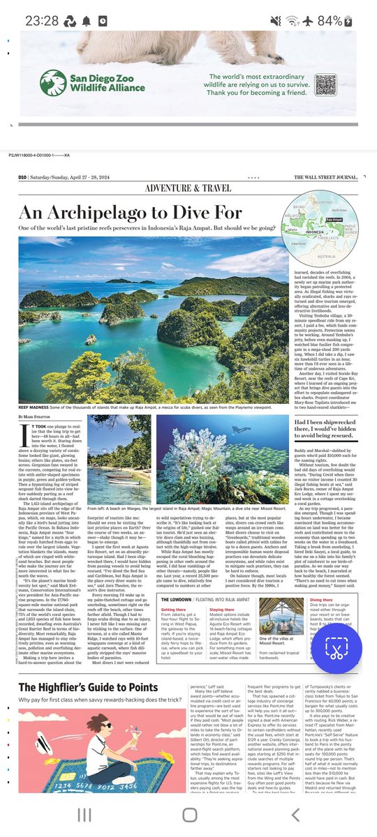 Thank you to @WSJ for running my story in print about #RajaAmpat