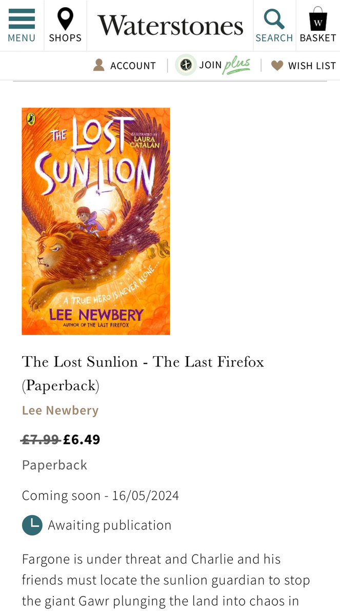 So chuffed to see THE LOST SUNLION over on @Waterstones roundup of best children’s books coming out in May 😭 Thank you, Waterstones, for your unwavering support of my books!