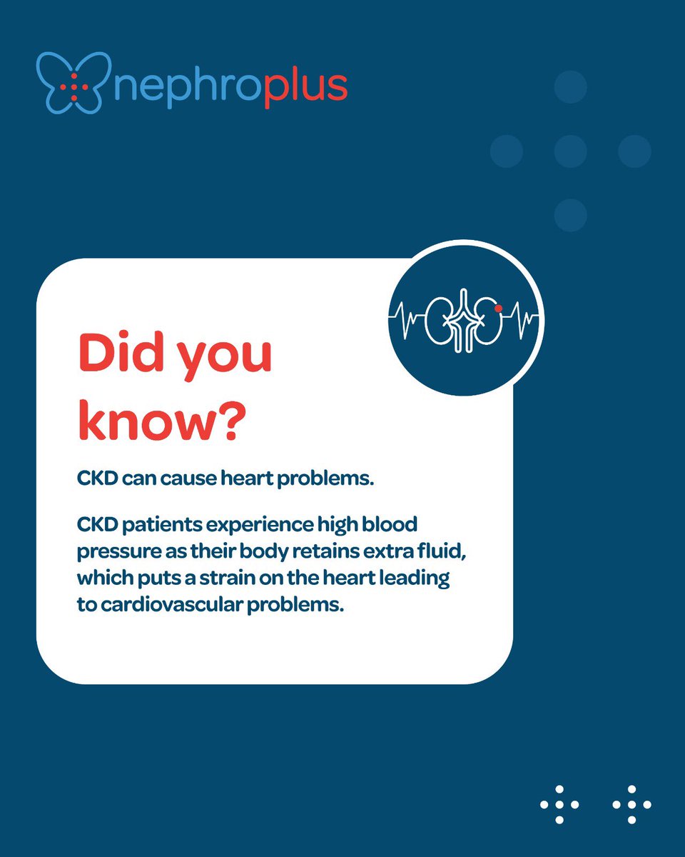 When kidneys fail to function properly, excess toxins, such as cholesterol, accumulate in the body, eventually impacting the heart's rhythm. However, this can be managed by addressing CKD early. Click the link in the bio to learn more about the kidney-heart connection.