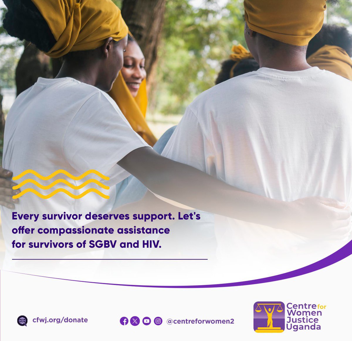 It is crucial that we extend our support and empathy towards survivors of Sexual and Gender-Based Violence (SGBV) and HIV. Let's work together to provide them with the assistance they need and deserve. #CentreForWomenJusticeUganda