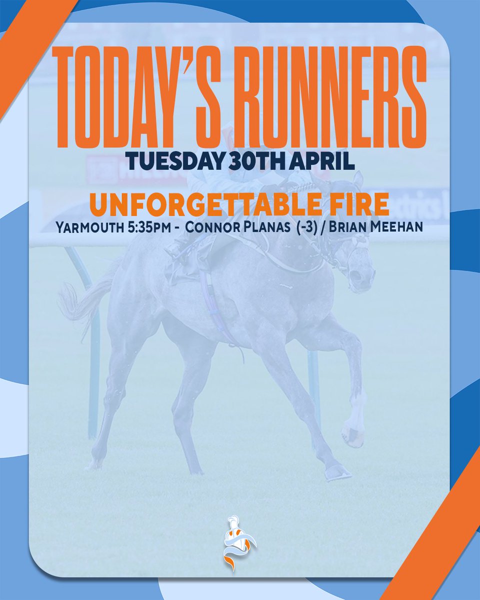 We round April off with UNFORGETTABLE FIRE, who travels to @GTYarmouthRaces, where she makes her first start on turf with Connor Planas on board for @brianmeehanltd. Best of luck to her owners! #TeamMPR