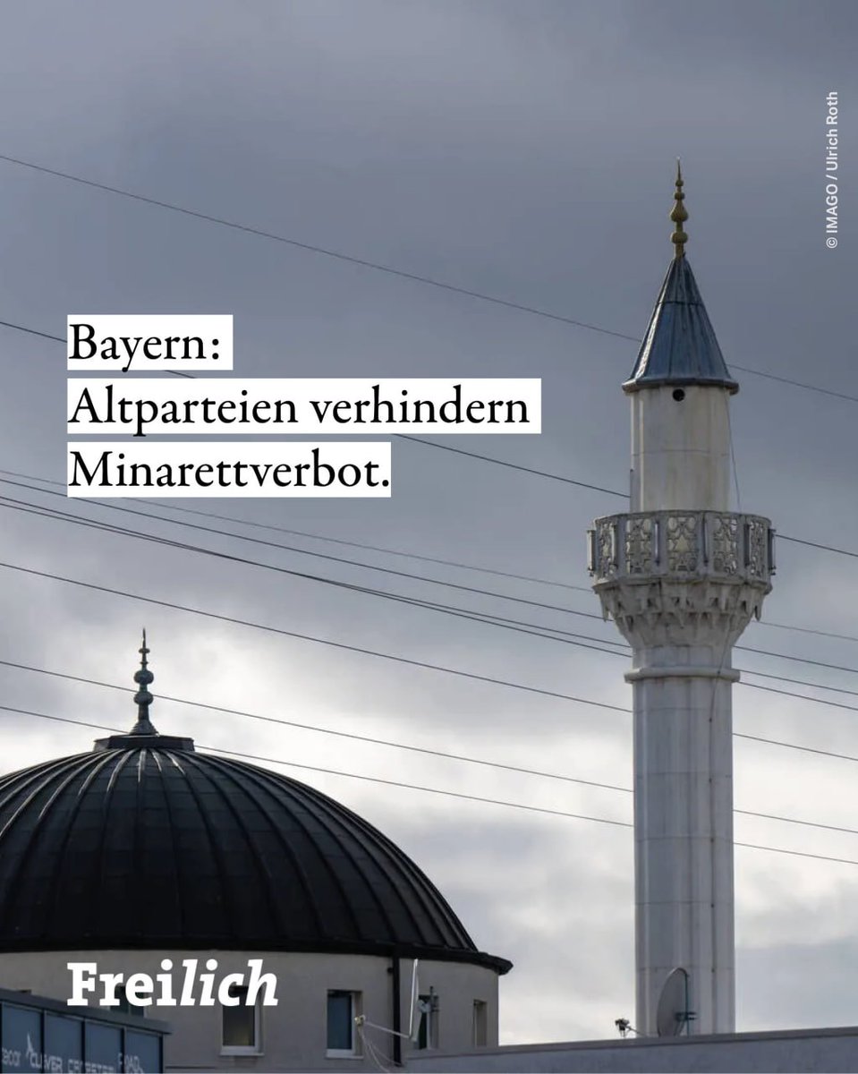 Die AfD ist mit ihrer Forderung nach einem Minarettverbot in Bayern gescheitert. Der Landtag begründete seine Ablehnung des Gesetzentwurfs damit, dass ein generelles Minarettverbot einer bundesgesetzlichen Regelung bedürfe und die Religionsfreiheit einschränke.
