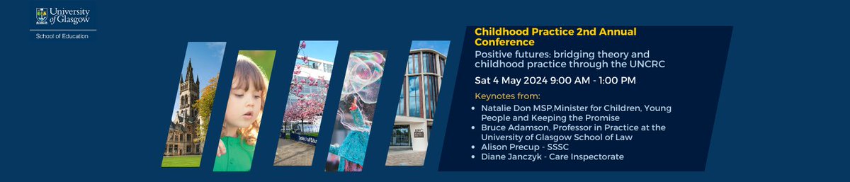 Super excited to be hosting our University of Glasgow Childhood Practice Conference this weekend for our students, partners, and alumni. Speakers include: @Bruce_Adamson @CareInspect @SSSCLeadership @UofGCP @UofGEducation @eblack_2